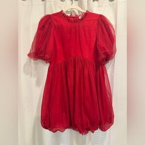 Red Puff Sleeve Dress